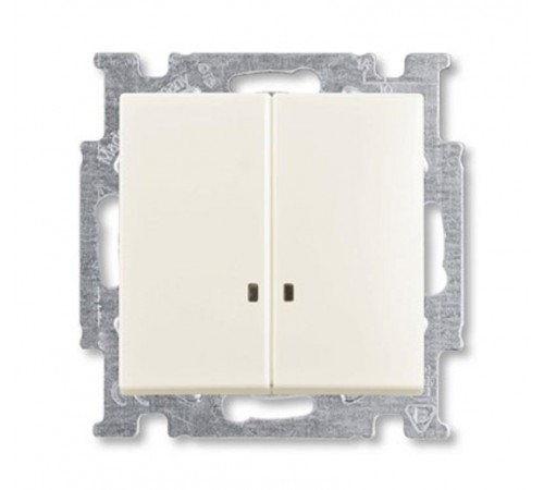 ABB Basic 55 Шале (белый) Выключатель 2-клавишный с подсветкой  1012-0-2188   2CKA001012A2188  ABB