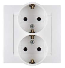 Simon 15 Белый Розетка двойная с/з Schuko, 16А 250В, винт. зажим  1590459-030  Simon