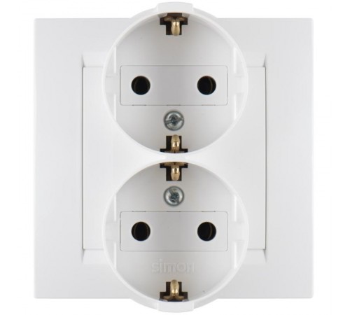 Simon 15 Белый Розетка двойная с/з Schuko, 16А 250В, винт. зажим  1590459-030  Simon
