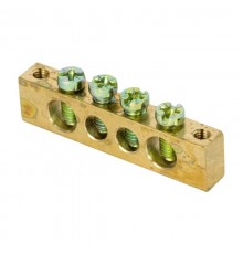 Шина PEN "ноль-земля" (6х9мм) 4 отверстия латунь крепеж по краям EKF PROxima  sn0-63-04-k  EKF