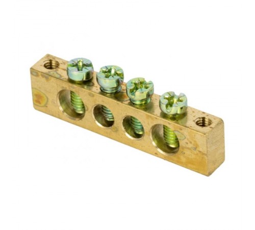 Шина PEN "ноль-земля" (6х9мм) 4 отверстия латунь крепеж по краям EKF PROxima  sn0-63-04-k  EKF