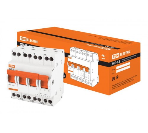 Переключатель модульный трехпозиционный МП-63 4P 63А  SQ0224-0036  TDM