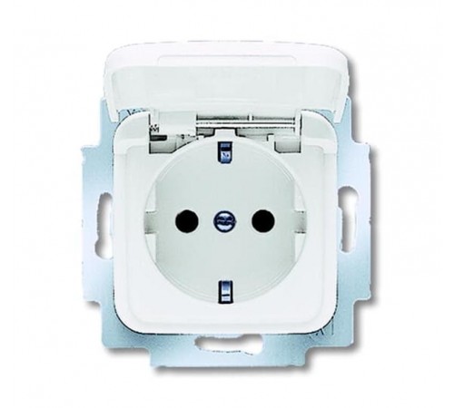 Розетка SCHUKO 16А 250В с защитными шторками, с крышкой, серия Reflex SI, цвет альпийский белый  2CKA002013A5314  ABB