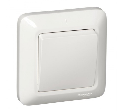 ПРИМА С/У Белый Выключатель 1-клавишный 6А (в сборе) (опт.упак.)  S16-057-B  Schneider Electric