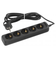 Удлинитель электрический UX-5e-3m-B с заземлением 5 розеток 3 м ПВС 3х0,75мм2 10А черный  Б0057725  ЭРА