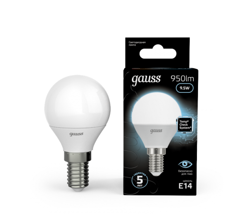Лампа светодиодная LED 9.5Вт E14 220В 4100К Globe  105101210  Gauss