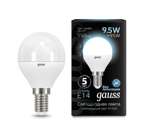 Лампа светодиодная LED 9.5Вт E14 220В 4100К Globe  105101210  Gauss