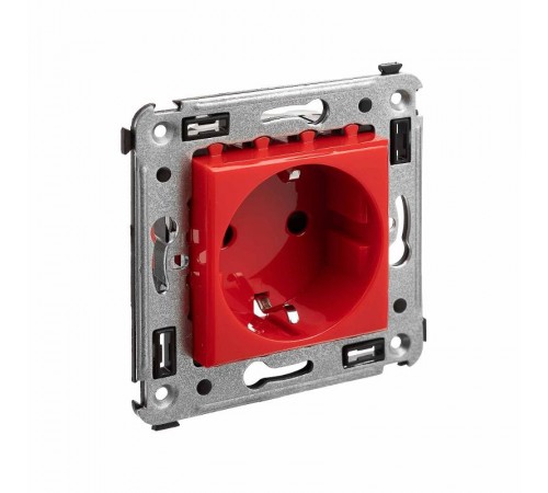 Розетка в стену, 2P+E, с з/ш, "Avanti", "Красный квадрат"  4401003  DKC