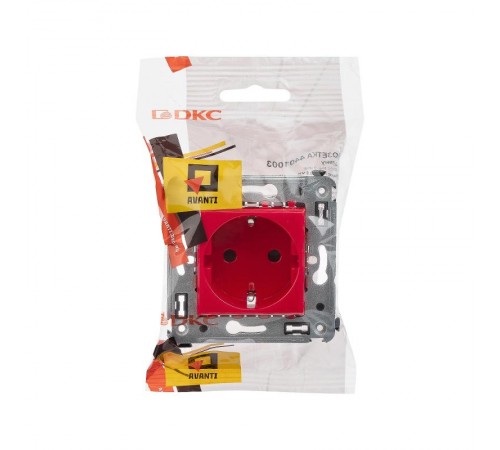 Розетка в стену, 2P+E, с з/ш, "Avanti", "Красный квадрат"  4401003  DKC