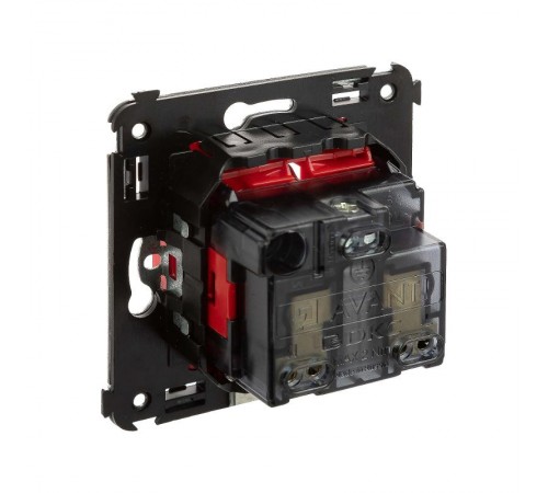 Розетка в стену, 2P+E, с з/ш, "Avanti", "Красный квадрат"  4401003  DKC