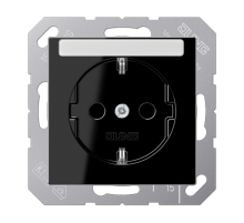 Розетка SCHUKO® 16A 250V с защитой от детей; с полем для надписи; термопласт; черный  A1520BFKINASW  Jung