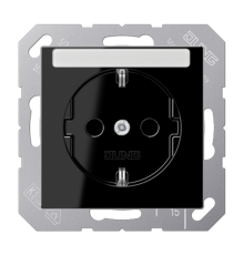 Розетка SCHUKO® 16A 250V с защитой от детей; с полем для надписи; термопласт; черный  A1520BFKINASW  Jung