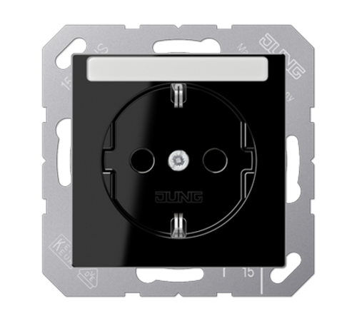 Розетка SCHUKO® 16A 250V с защитой от детей; с полем для надписи; термопласт; черный  A1520BFKINASW  Jung