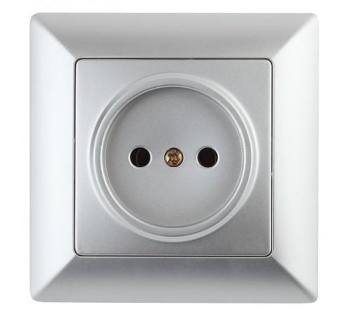 Розетка Intro Solo 4-201-03 без заземления 2P, 16А-250В, IP20, СУ, алюминий  Б0053643  Intro