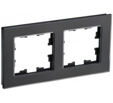 BRITE Рамка 2-ая РУ-2-2-Бр стекло черный матовый  BR-M22-G-31-K02  IEK