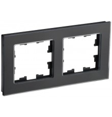 BRITE Рамка 2-ая РУ-2-2-Бр стекло черный матовый  BR-M22-G-31-K02  IEK