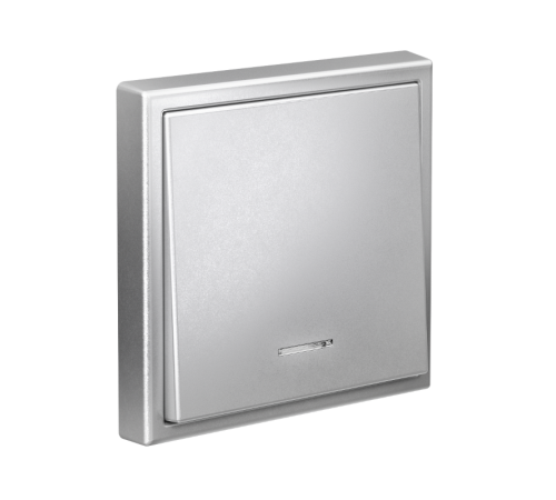 ArtGallery Алюминий Выключатель 1-клавишный с подсветкой, 10АХ, механизм, быстрозажим. клем.,  GAL000313S  SE