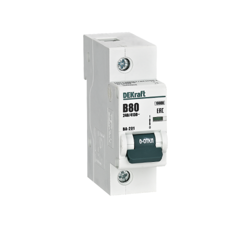 Автоматический выключатель 1Р 80А х-ка B ВА-201 10кА  13034DEK  DEKraft