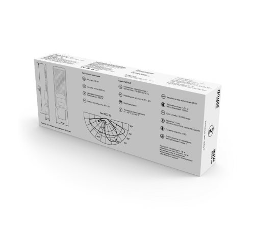 Светильник светодиодный консольный уличный Avenue 80W 8000lm 5000K 190-250V IP65 420*160*57мм черный КСС "Ш" LED 1/10  629534380  Gauss