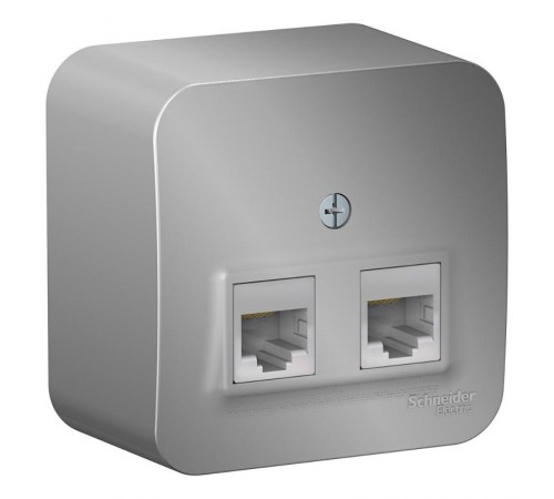 Blanca Алюминий О/У с изолирующей пластиной Розетка 2-ая компьютерная RJ45, кат.5E  BLNIA045453  SE