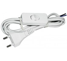 Шнур УШ-1КВ опрессованный с вилкой со встроенным выключателем 2х0,75/2метра, белый   WUP20-02-K01  IEK