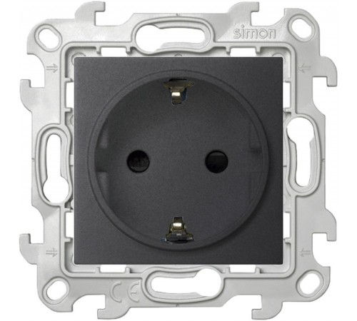 Simon 24 Графит Розетка 2К+З Schuko со шторками  2450432-038  Simon