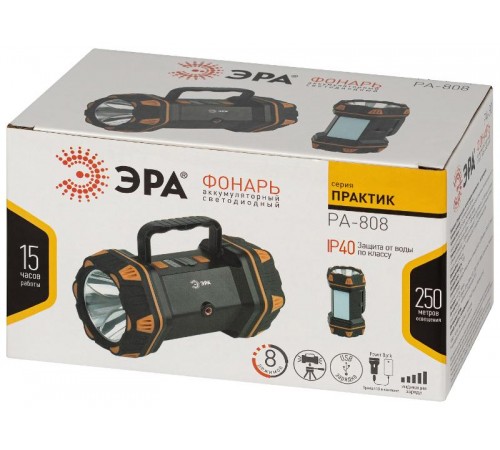 Фонарь светодиодный рабочий Практик PA-808 IP54 15W прожекторный аккумуляторный многофункциональный  Б0058231  ЭРА