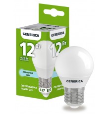 Лампа светодиодная G45 шар 12Вт 230В 6500К E27   LL-G45-12-230-65-E27-G  GENERICA