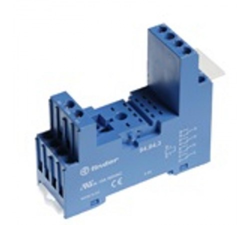 Розетка с винтовыми клеммами (с зажимной клетью) для реле 55.32, 55.34, таймера 85.02, 85.04; применяются модули 99.80  94843SMA  Finder