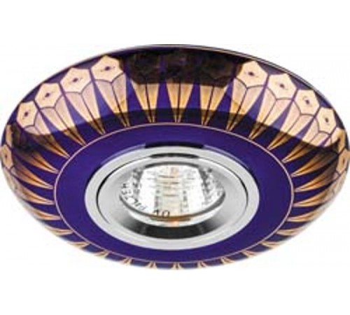 Светильник точечный встраиваемый декоративный С2727 MR16 MAX50W 12V G5.3 синий, золото  28356  Feron