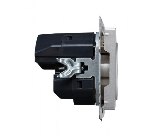 BRITE Розетка с заземлением со шторками 16А с USB A+A 2,1А РЮш10-1-БрА алюминий  BR-R14-16-U21-D21-K47  IEK