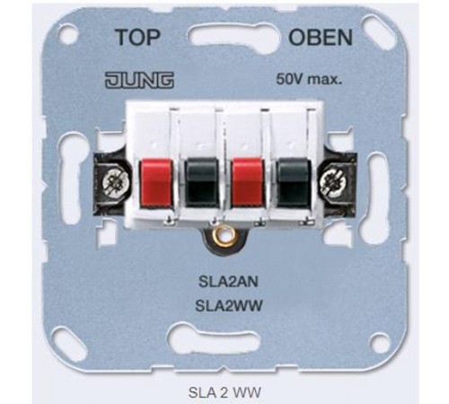 Разъем для подключения громкоговорителей 20В AC, 60В DC; белый; универсальные встраиваемые механизмы  SLA2WW  Jung