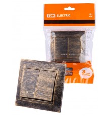 Выключатель 2 кл. с подсветкой 10А старинная бронза "Лама"  SQ1815-0747  TDM