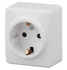 Розетка с заземлением Schuko, 16АХ-250В,11-2203-01, ОУ, Эксперт, Белый Б0020685  ЭРА