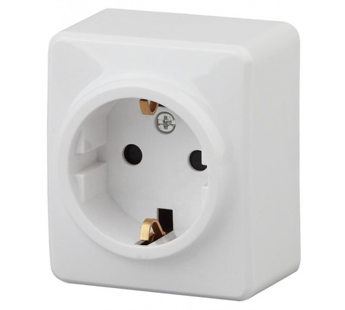 Розетка с заземлением Schuko, 16АХ-250В,11-2203-01, ОУ, Эксперт, Белый Б0020685  ЭРА