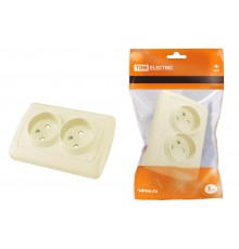 Розетка двойная 2П 10А 250В с защ. шт. сл. кость "Онега"   SQ1805-0041  TDM