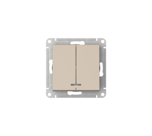 AtlasDesign Песочный Выключатель 2-клавишный с подсветкой,сх.5а, 10АХ,механизм, быстрозажимные клеммы  ATN001253S  SE