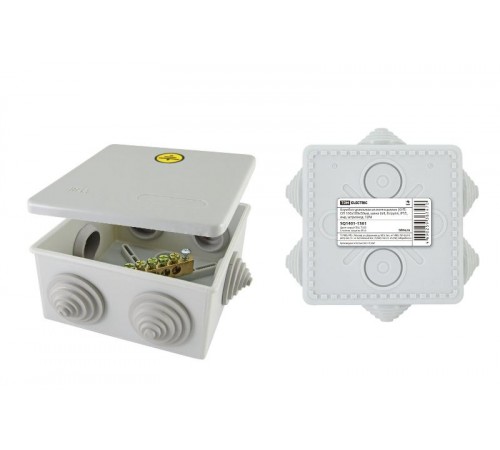 Коробка уравнивания потенциалов (КУП) о/п 100х100х50 мм, шина 6х9, 8 групп, IP55, инд. Штрихкод  SQ1401-1361  TDM