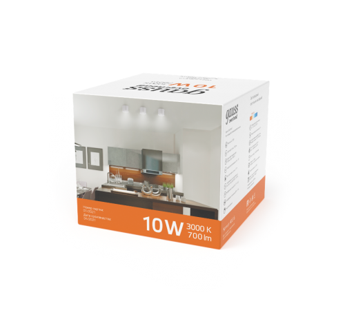 Светильник светодиодный декоративный бытовой с рассеивателем HD025 10W (белый) 3000K 88х75мм  HD025  Gauss