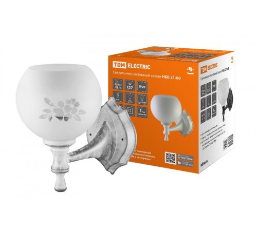 Светильник НББ 21-60-1321 УХЛ4 (белый под серебро, плафон полушар "цветы")  SQ0370-0203  TDM