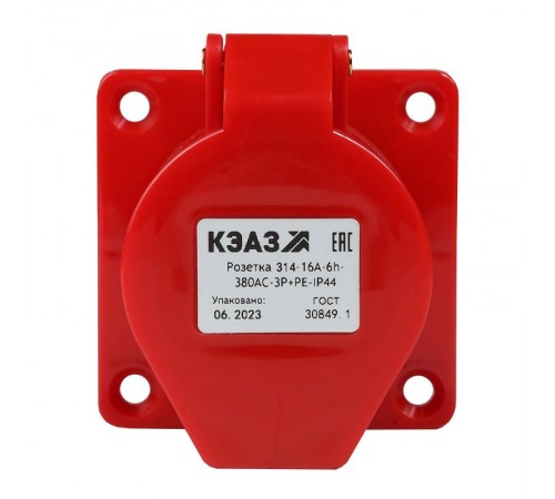 Розетка 314-16А-6h-380AC-3P+PE-IP44  222758  КЭАЗ