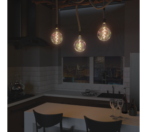 Лампа светодиодная LED Filament Rainbow Spiral G150CR 5W E27 250lm 1800K 1/6  1007802103  Gauss