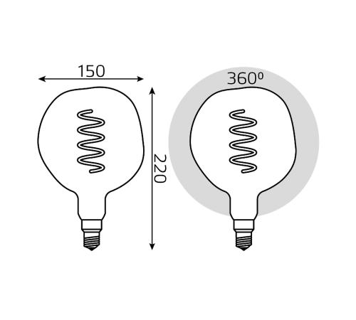 Лампа светодиодная LED Filament Rainbow Spiral G150CR 5W E27 250lm 1800K 1/6  1007802103  Gauss