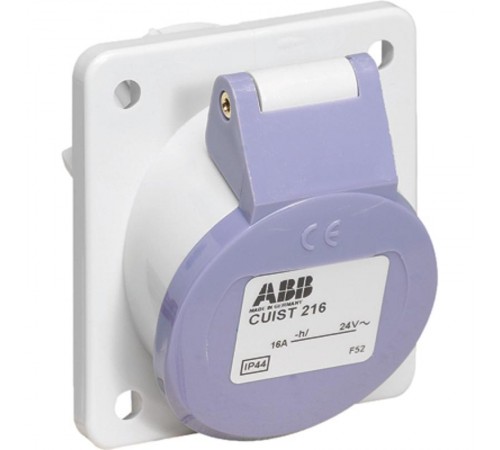 Розетка панельная с прямым фланцем CUIT216, 16А, 2P, 20-25В, AC, IP44  2CMA179309R1000  ABB