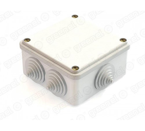 Коробка распределительная для о/п облегченного типа белая 100х100х45, IP44 , 6 вводов (48шт)  GE41231-01  GREENEL