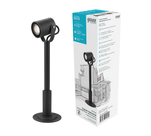 Светильник садово-парковый Sonata ландшафтный, 1xGU10, 90x70x475mm, 170-240V / 50Hz, Max.35W, IP54  GD154  Gauss