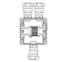 Коробка клеммная Ex из алюминия: 1Ex e IIC Т5 Gb / Ex tb IIIB T95°C DbIP66:Клеммы 4 кв.мм - 5 шт.: А, С:ввод D10,5-18мм под небронир-ныйкабель в ме