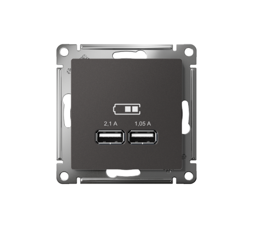 AtlasDesign Базальт USB Розетка A+A, 5В/2,1 А, 2х5В/1,05 А, механизм  ATN001433  SE