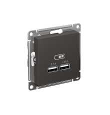 AtlasDesign Базальт USB Розетка A+A, 5В/2,1 А, 2х5В/1,05 А, механизм  ATN001433  SE