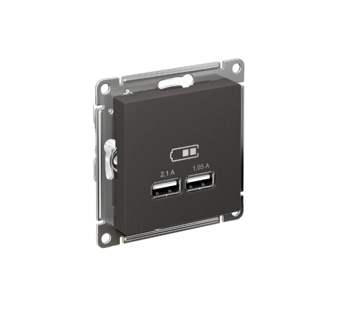 AtlasDesign Базальт USB Розетка A+A, 5В/2,1 А, 2х5В/1,05 А, механизм  ATN001433  SE